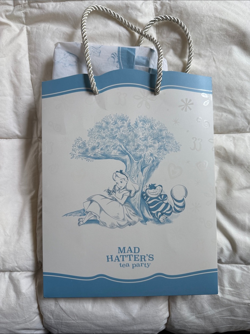 Disney - Club 33  Mad Hatter's Tea Party Blue and White Gift Bag
